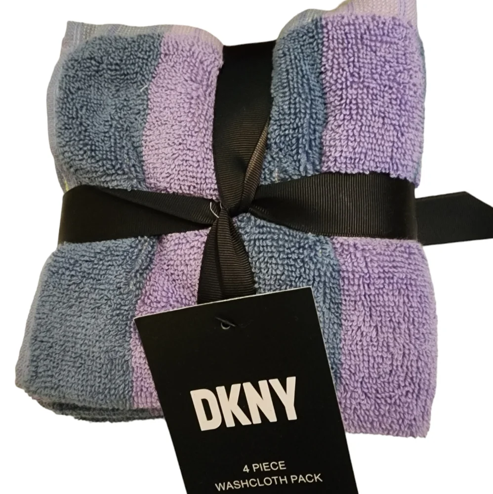 Dkny Washcloths S/4 Multicolored Striped Purple Home School Dormroom